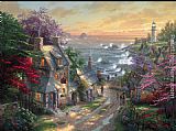 Lighthouse Art for sale - The Village Lighthouse by Thomas Kinkade